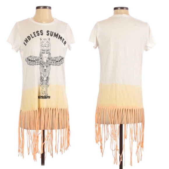Lauren Moshi Sage Endless Summer Ombre Fringe Tee - Picture 2 of 3